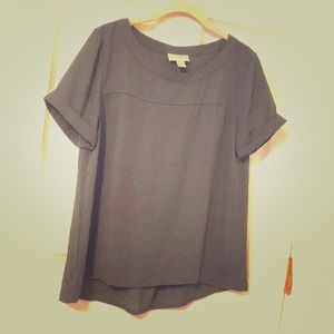 LOFT short sleeve black chiffon top